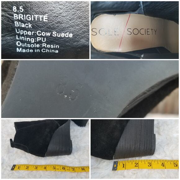 Black Wedge Bootie Size 8.5 Sole Society Brigitte Suede Leather Ankle Boots - Picture 7 of 13